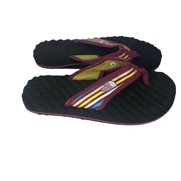 The North Face Base Camp Sandals Women's 4 Black Flip Flop Purple Slides Thong - Picture 4 of 7